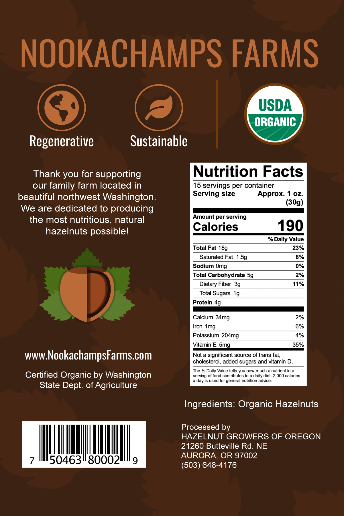 1lb of Wa. Organic Hazelnuts